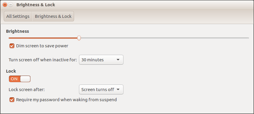 ubuntu system settings lock screen ok